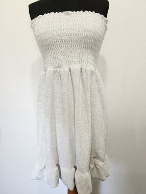 Juicy Couture Ice Heather Strapless Smocked Mini Dress